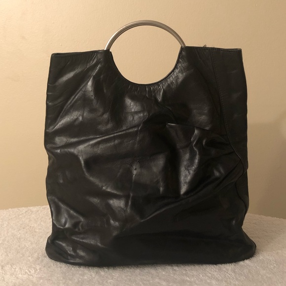Vintage Leather Handbag with Ring Handles - Picture 1 of 7